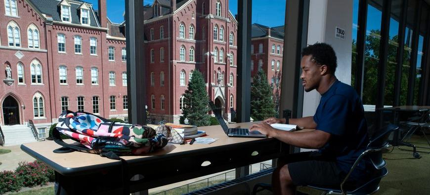 Student Studying in Brenner Library